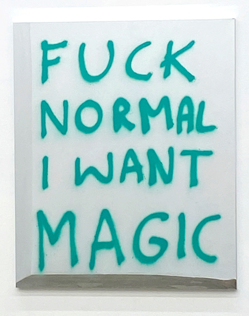 Mateusz von Motz: Fuck Magic, 2021, mirror film, wood, 120 x 100  cm  

